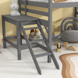 ZUN Full Loft Bed with Platform,ladder,Grey W50482278