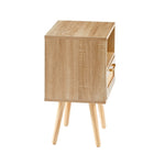 ZUN 15.75" Rattan End table with drawer and solid wood legs, Modern nightstand, side table for living W126573110