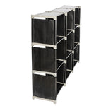 ZUN Multifunctional Assembled 3 Tiers 9 Compartments Storage Shelf Black 50608386