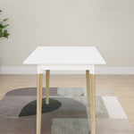ZUN Modern Dining Table 47 Inch Kitchen Table Rectangular Top with Solid Wood Leg-White 05558914