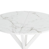 ZUN 31.5'' Modern Cross Leg Round Dining Table, White Marble Top Occasional Table, Two Piece Removable W757140955