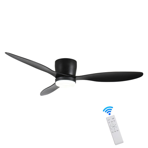 ZUN 42" Flush Mount Ceiling Fan with light Remote Control,3 Reversible Blades,6 Speeds Reversible DC W2352P144750