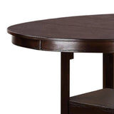 ZUN Dining Table Round Counter height Dining Table w Shelve 1pc Table Only Solid wood Dark Rosy Brown B01182192