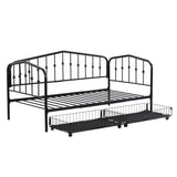 ZUN Twin Size Stylish Metal Daybed with 2 Drawers, Black WF312106AAB