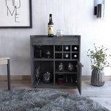 ZUN Whitlock 6-Bottle 2-Shelf Bar Cabinet Smokey Oak B06280240