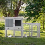ZUN Wooden Rabbit Hutch Chicken Coop with 1 Removable Tray and 3 Lockable Doors for Indoor and Outdoor W2181P151884