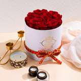 ZUN Round Red Rose | Gold Red Alternate Ribbon Carton 51181583