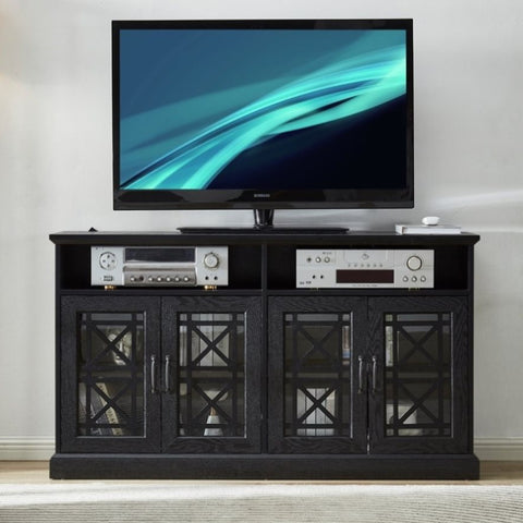 ZUN 53" TV Console/Storage Buffet Cabinet/Sideboard, Black- Wood Grain Finish W96594699