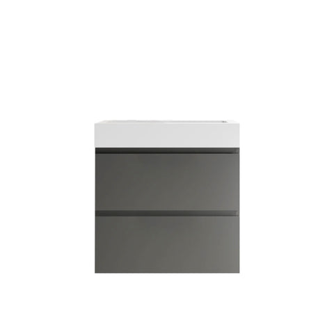 ZUN Alice-24W-102,Wall mount cabinet WITHOUT basin, Gray color, with two drawers W1865107117