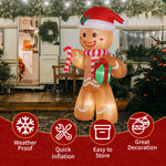 ZUN 8ft 15W 5 LED Lights Gingerbread Man Holding Gift Garden Gingerbread Man Decoration 48266409
