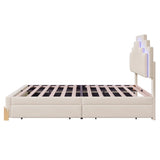 ZUN Full Size Upholstered Platform Bed with LED Lights and 4 Drawers, Stylish Irregular Metal Bed Legs WF312289AAA