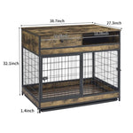 ZUN Furniture Dog Cage Crate with Double Doors. Antique Brown,38.78'' W x 27.36'' D x 32.17'' H. W1903P151311