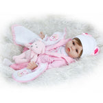 ZUN 22" Beautiful Simulation Baby Girl Reborn Baby Doll in Bear Dress 07204915