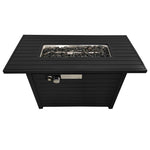 ZUN Living Source International 24" H x 54" W Steel Outdoor Fire Pit Table with Lid CM-1024 B120141814