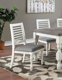 ZUN Majestic Rustic 2pc Dining Chairs Only Antique White Solid wood Gray Fabric Cushions Two-tone Turned B011110877