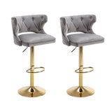 ZUN Bar Stools With Back and Footrest Counter Height Dining Chairs-Velvet Grey-2PCS/SET W67663275