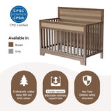 ZUN Certified Baby Safe Crib, Pine Solid Wood, Non-Toxic Finish, Brown WF304220AAB
