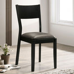 ZUN Set of 2 Padded Leatherette Dining Chairs in Black and Gray Finish B016P156572