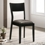 ZUN Set of 2 Padded Leatherette Dining Chairs in Black and Gray Finish B016P156572