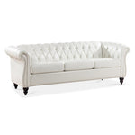 ZUN 84.65" Rolled Arm Chesterfield 3 Seater Sofa W68061097