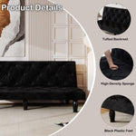 ZUN 2534B Sofa converts into sofa bed 66" black velvet sofa bed suitable for family living room, W127860390