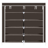 ZUN 7 Tiers Portable Shoe Rack Closet Fabric Cover Shoe Storage Organizer Cabinet Dark Brown 60989523