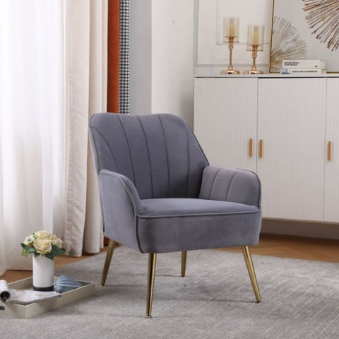 ZUN Modern Mid Century Chair velvet Sherpa Armchair for Living Room Bedroom Office Easy Assemble W136165559