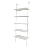 ZUN 5-Shelf Wood Ladder Bookcase with Metal Frame, Industrial 5-Tier Modern Ladder Shelf Wood 70392764