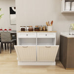 ZUN Two Drawers and Two-Compartment Tilt-Out Trash Cabinet Kitchen Trash Cabinet-White W1120127327