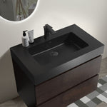 ZUN BB02-30-109, Integrated engineered quartz basin WITHOUT drain and faucet, matt black color W1865107122