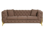 ZUN Contempo Modern Style Buckle Fabric Sofa Made with Wood in Brown B009139145