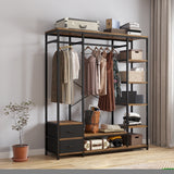 ZUN Independent wardrobe manager, clothes rack, multiple storage racks and non-woven drawer, bedroom 60228130