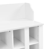 ZUN ON-TREND Shoe Storage Bench with Shelves and 4 Hooks, Elegant Hall Tree with Wall Mounted Coat Rack, WF313576AAK