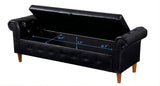 ZUN Multifunctional Storage Rectangular Sofa Stool- Black 08677066