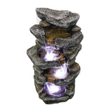 ZUN 40inches High Stacked Simulated Rock Water Fountain with LED Lights 50587180