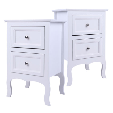 ZUN 2pcs Country Style Two-Tier Night Tables Large Size White 34800355