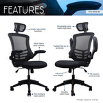 ZUN Techni Mobili Modern High-Back Mesh Executive Office Chair with Headrest and Flip-Up Arms, Black RTA-80X5-BK