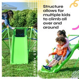 ZUN Kids Climbing Dome Jungle Gym - 6 ft Geometric Playground Dome Climber Play Center with 4.6ft Wave MS306130AAF