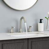 ZUN Bathroom Faucet 2 Handle Brushed Nickel Bathroom Sink Faucet Widespread 3 Hole 360&deg; Swivel Spout 02074434