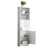 ZUN White Tall Storage Cabinet with 3 Drawers and Adjustable Shelves for Bathroom, Kitchen and Living WF298151AAK