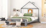 ZUN Full Size Wood Platform Bed with House-shaped Headboard and Footboard Bench,Grey WF307086AAE