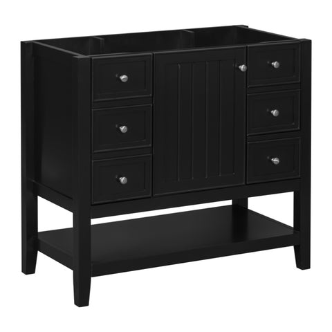 ZUN 36" Bathroom Vanity without Sink, Cabinet Base Only, One Cabinet and three Drawers, Black WF306244AAB