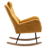 ZUN 35.5 inch Rocking Chair with Pocket, Soft Teddy Fabric Rocking Chair for Nursery, Comfy Wingback W1372105257