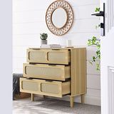 ZUN 3 drawer dresser, modern rattan dresser cabinet with wide drawers and metal handles, farmhouse W1781132477