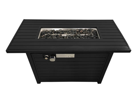 ZUN Living Source International 24" H x 54" W Steel Outdoor Fire Pit Table with Lid CM-1024 B120141814