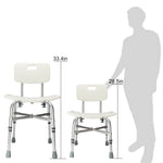 ZUN Medical Bathroom Safety Shower Tub Heavy Duty Aluminium Alloy Bath Chair Bench with Back White 77592932