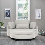 ZUN 51-inch gray corduroy sofa with two throw pillows and a waist pillow with an extra tray for W1658P143717