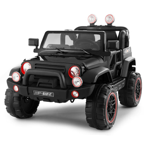 ZUN 12V Battery Kids Ride on Truck Car Toys MP3 LED Light Remote Control+Cover Black 90162936