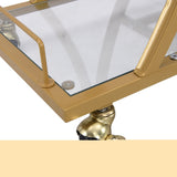 ZUN Golden Bar Cart with Wine Rack Silver Modern Glass Metal Frame Wine Storage 79249149