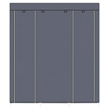 ZUN 69" Portable Clothes Closet Non-Woven Fabric Wardrobe Double Rod Storage Organizer Gray 98225165